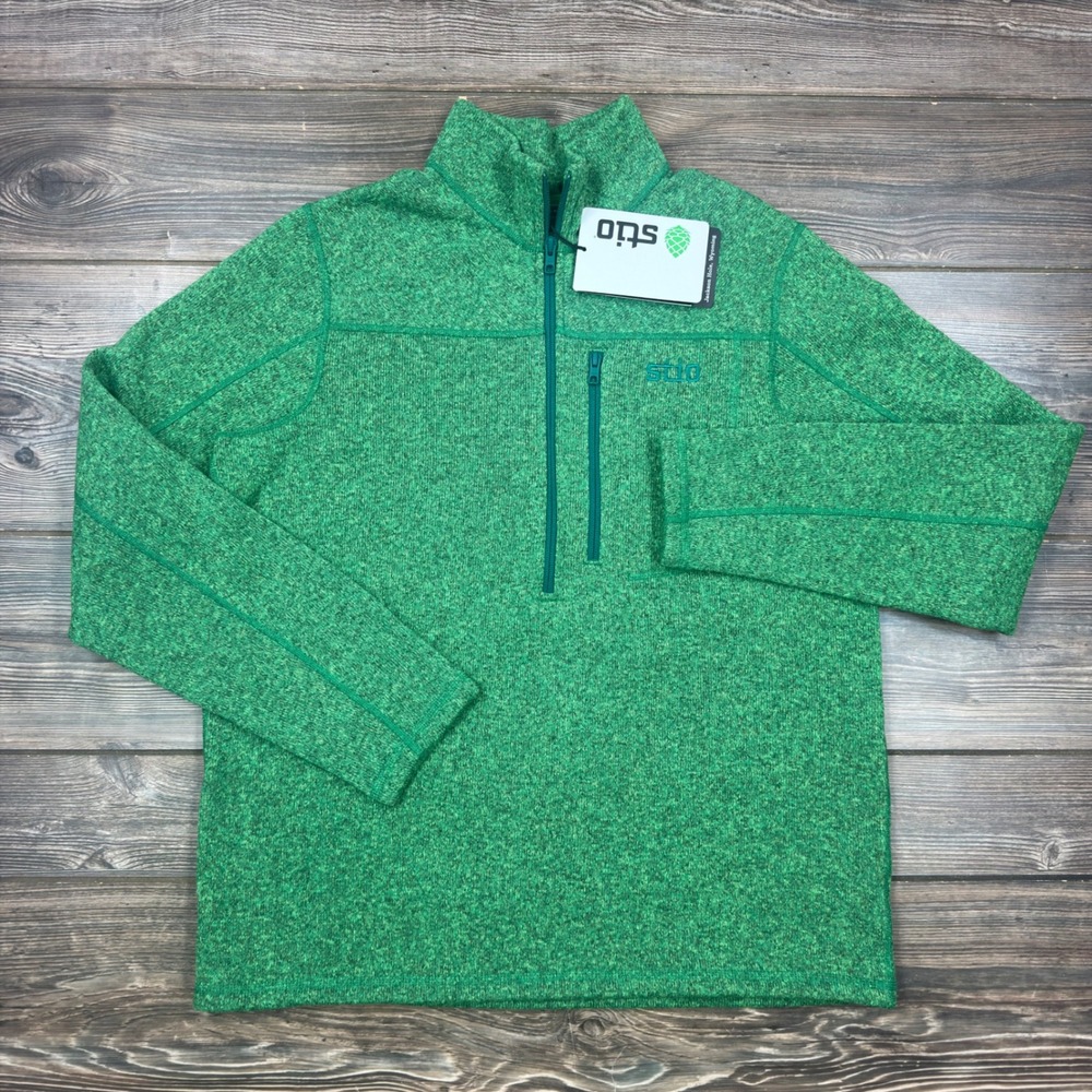 Stio Mens Medium Wilcox Fleece Quarter Zip Pullover Green Heather NWT